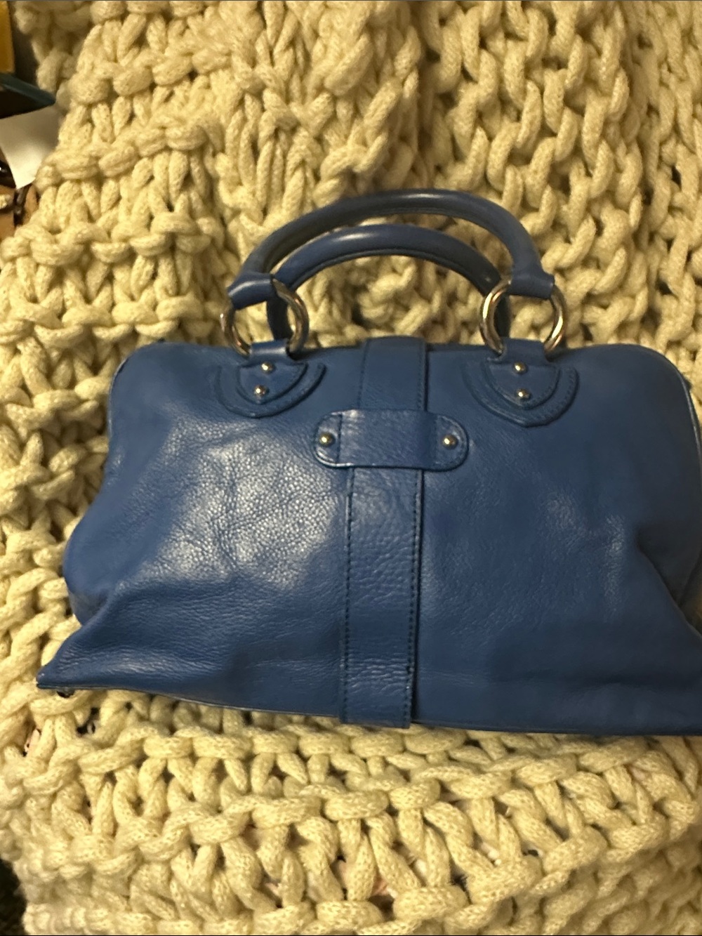 Marc Jacobs Blue Leather Satchel with Gold Hardware - Picture 3 of 9